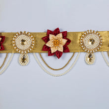 Red Golden Toran with Satin Fabric Flower