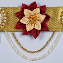 Red Golden Toran with Satin Fabric Flower