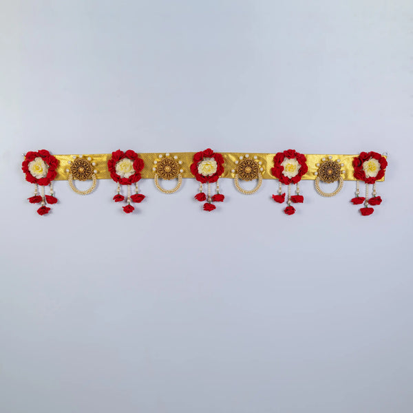 Marun Plastic Cutout Toran with Red Artificial Flowers