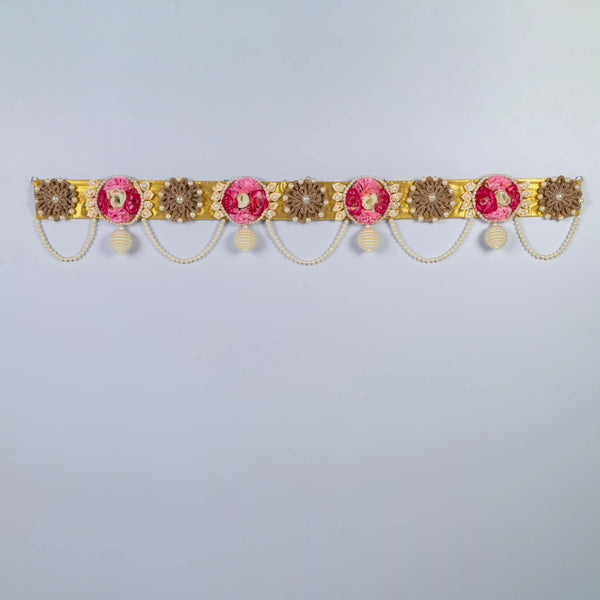 Thread Flower Toran with Light and Dark Pink Artificial Flowers