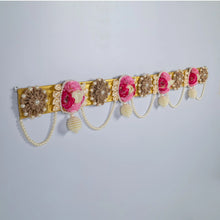 Thread Flower Toran with Light and Dark Pink Artificial Flowers