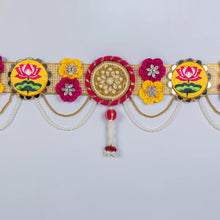 Rani and Yellow Toran with Satin Fabric Flowers