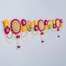 Rani and Yellow Toran with Satin Fabric Flowers