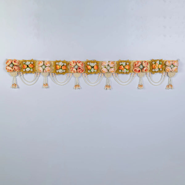 Floral Peach elegance toran with handwork