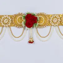 Red Three Flower Toran with pearl work