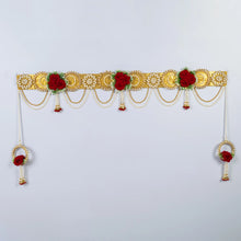 Red Three Flower Toran with pearl work